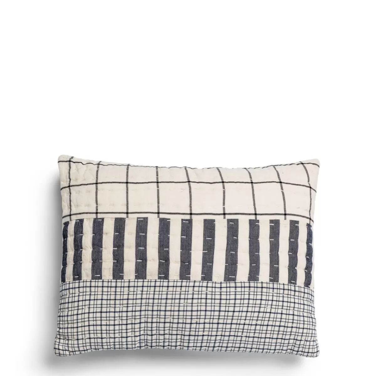 Patchwork Cushion Navy & White Rectangle>Daylesford Organic Clearance