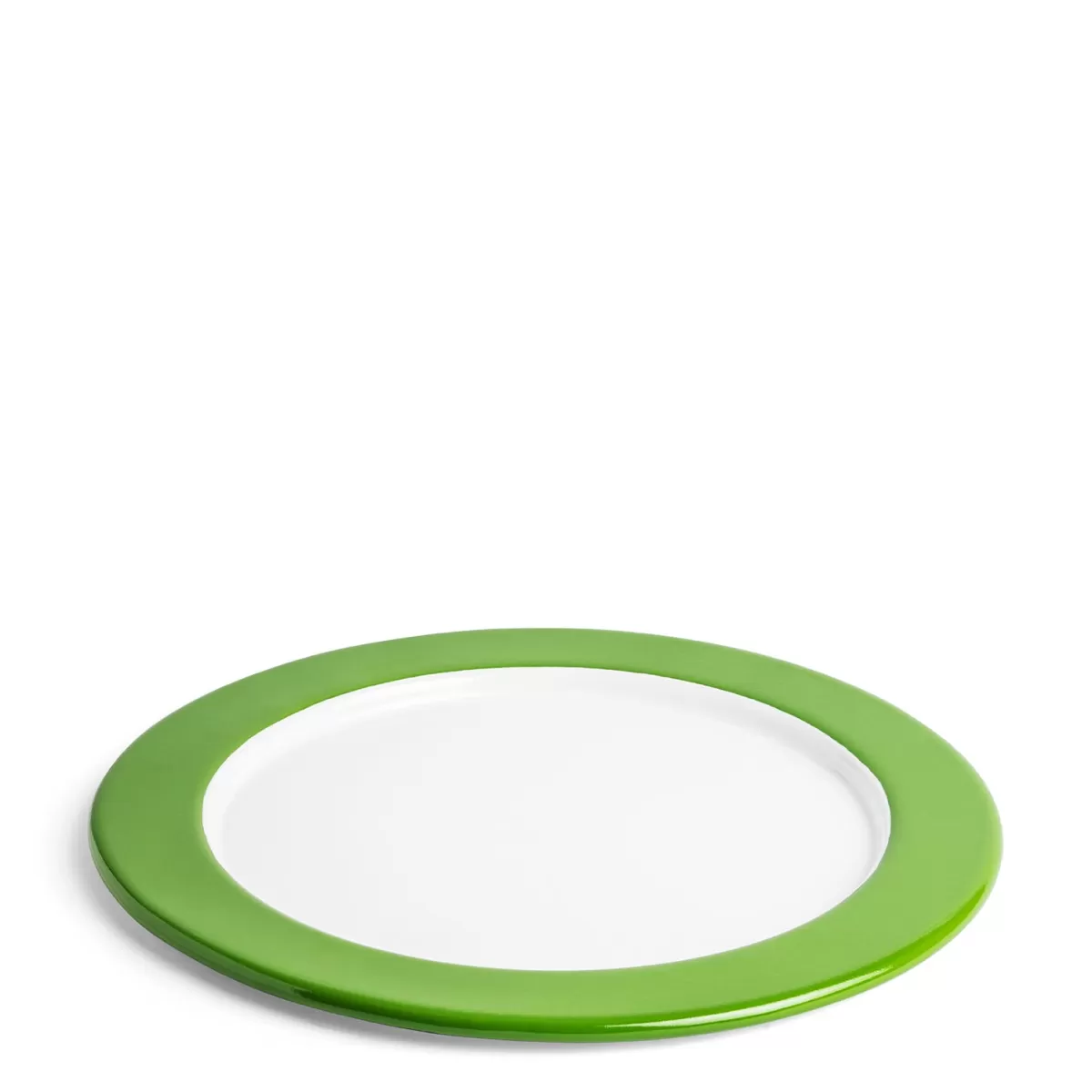 White & Green Enamel Pizza Plate 32cm>Daylesford Organic Clearance