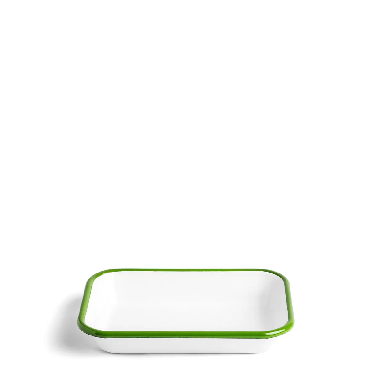 White & Green Enamel Rectangular Dish 21cm>Daylesford Organic Cheap