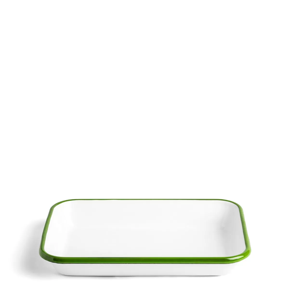 White & Green Enamel Rectangular Dish 26cm>Daylesford Organic Cheap