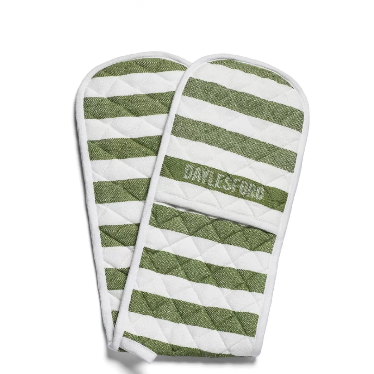 White & Green Stripe Double Oven Glove>Daylesford Organic Cheap