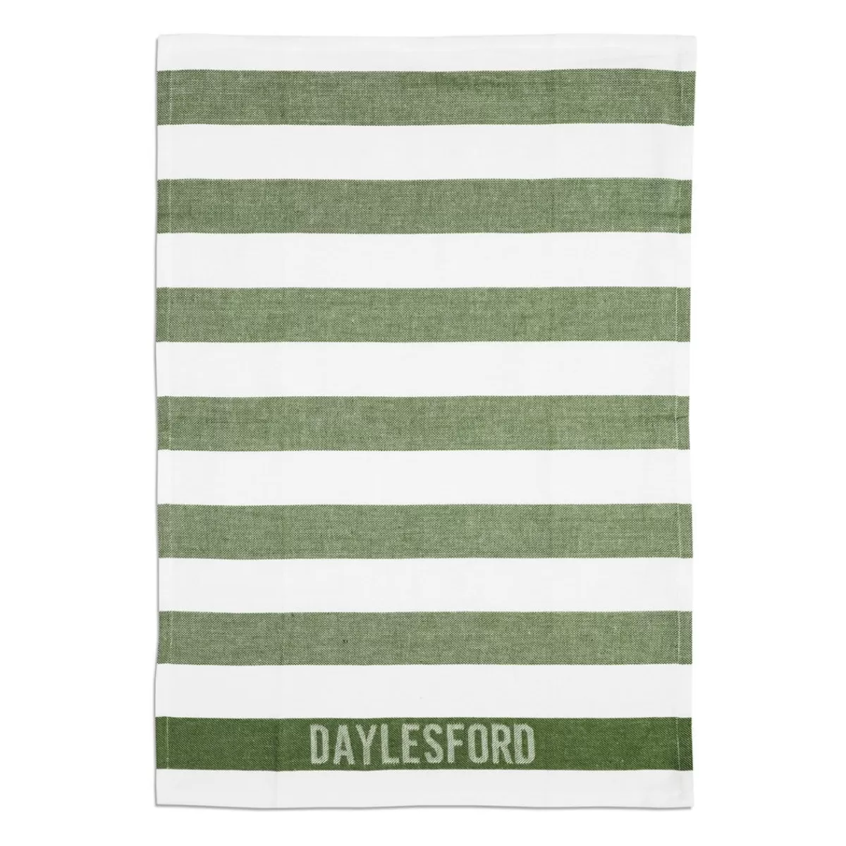 White & Green Stripe Tea Towel>Daylesford Organic Sale