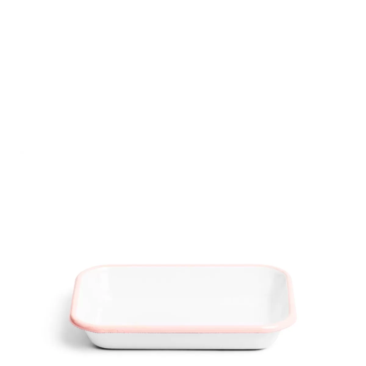 White & Pink Enamel Rectangular Dish 21cm>Daylesford Organic Outlet