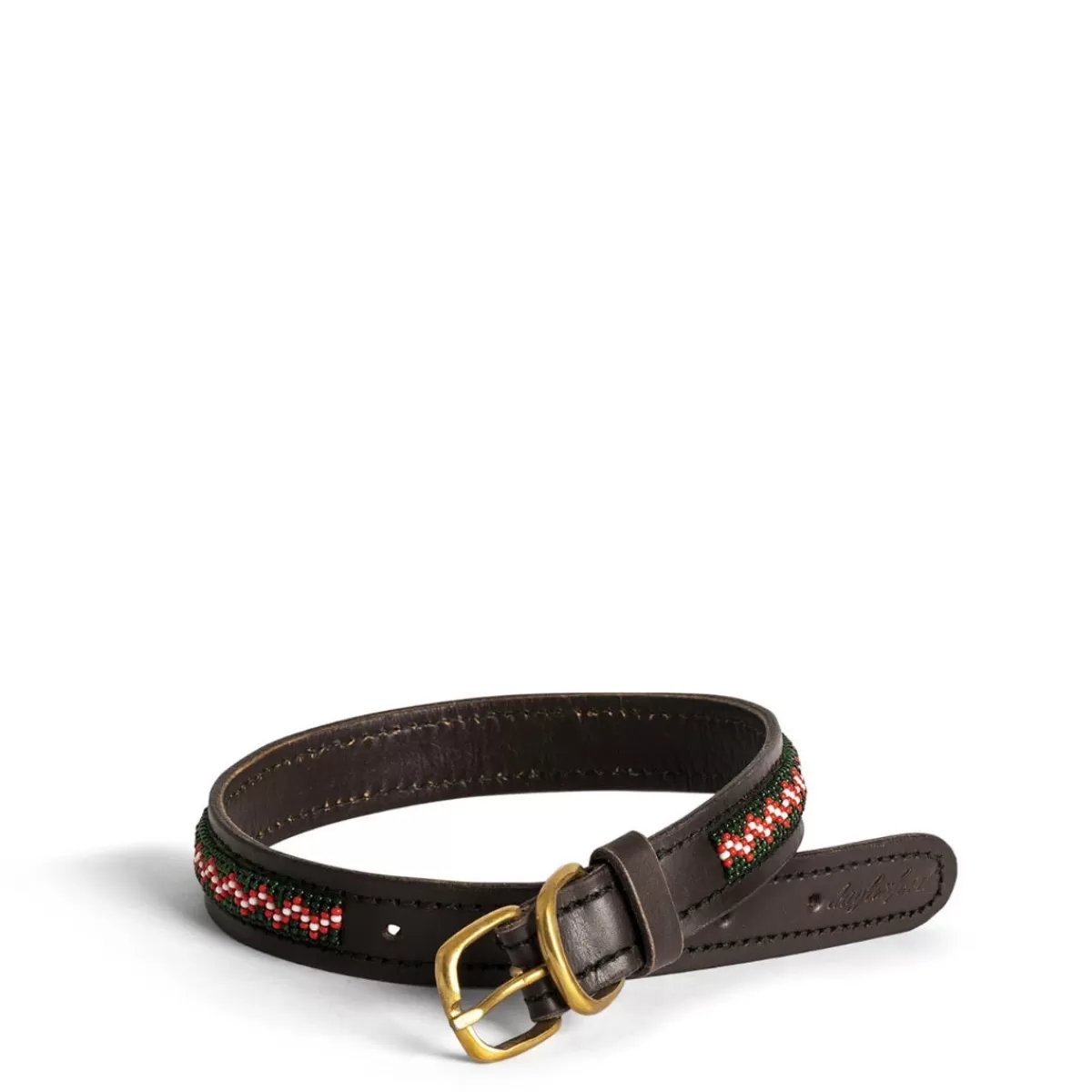 Zigzag Skinny Dog Collar Red Medium>Daylesford Organic Fashion